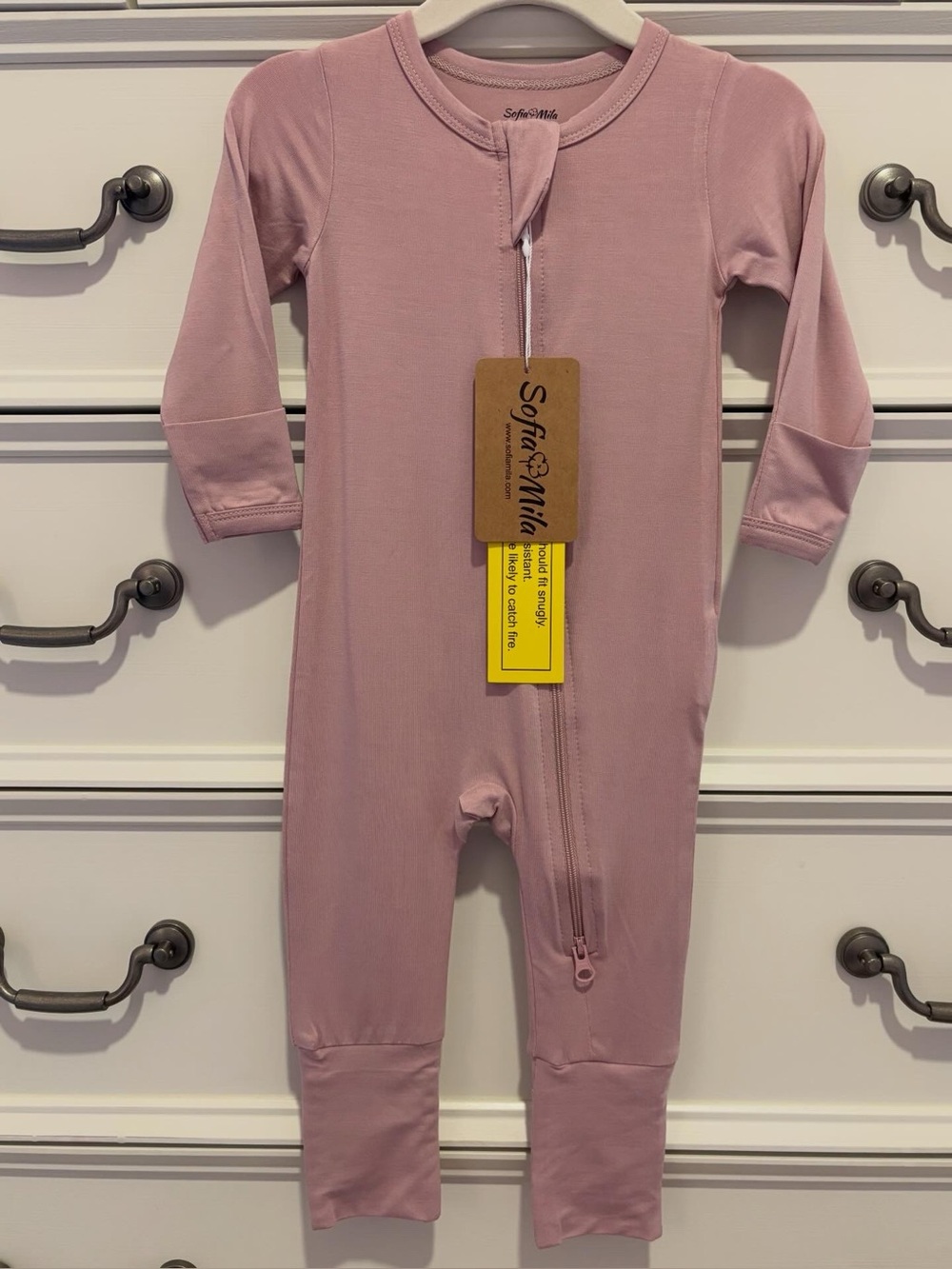NWT Sofia Mila Baby Girl Bamboo Convertible Zip Sleeper Footie Size 6-12 Months